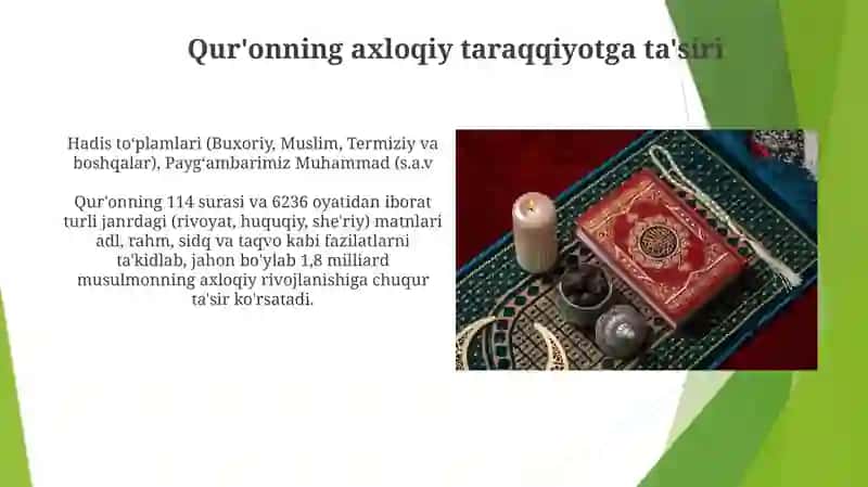 Qur’oni karim. Hadislarning ma’naviy-ahloqiy, astetik,pedagogik oʻrganish masalalari 3