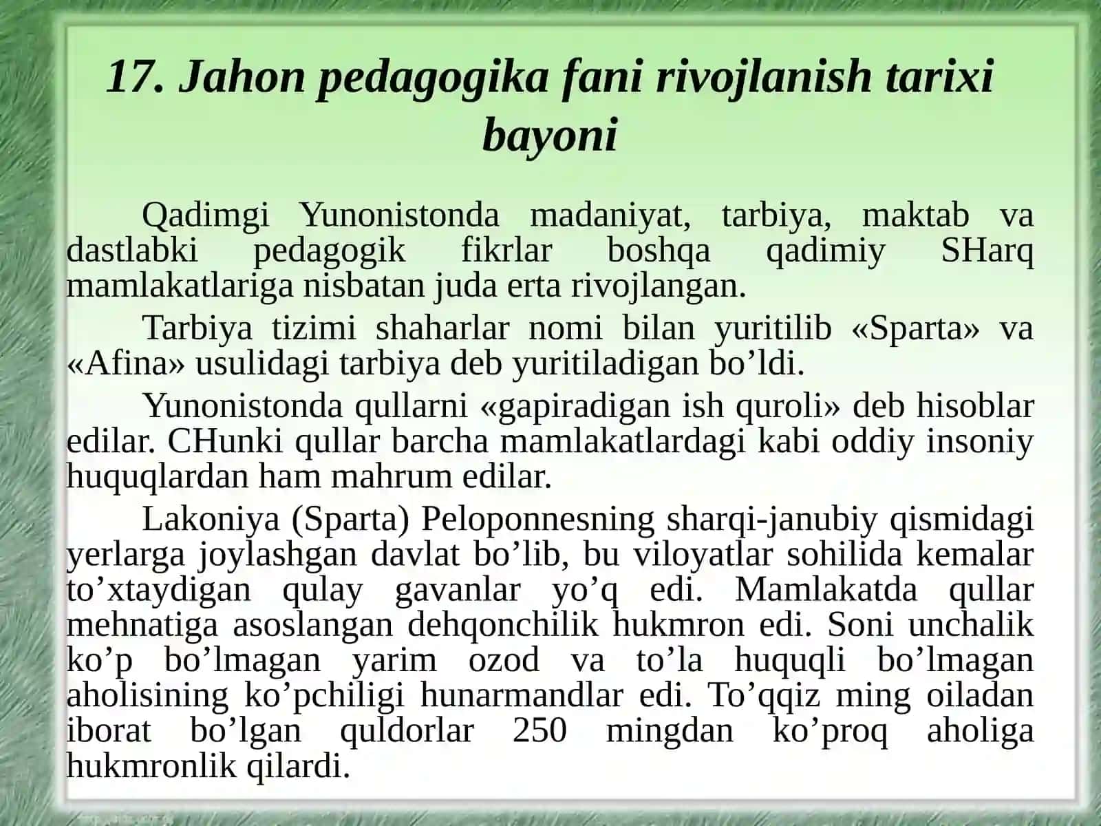 Jahonadabiyotida pedagogikaning rivojlanishi 3