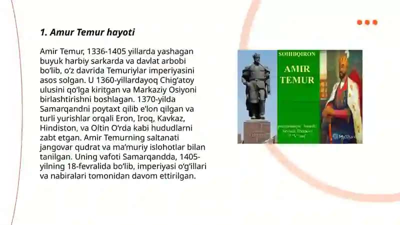 Amur Temur haqida slayd 3
