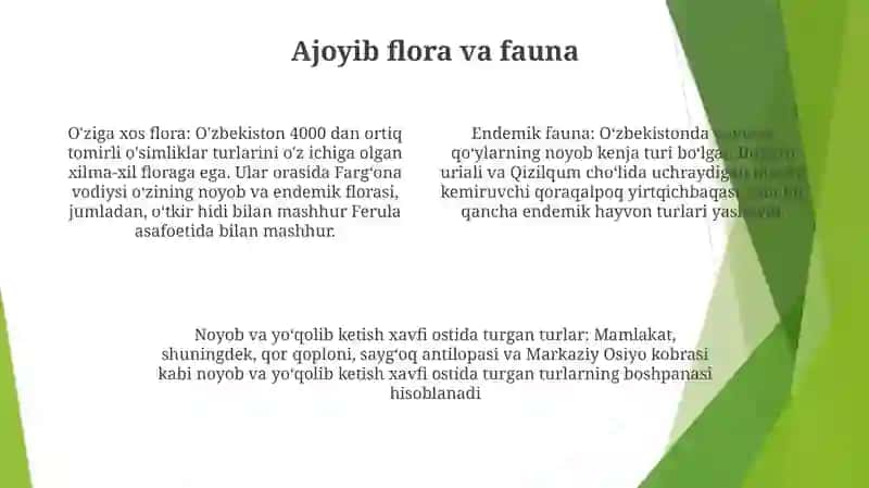 Oʻzbekiston Tabiatining OʻZiga Xos Xususiyatlari 3