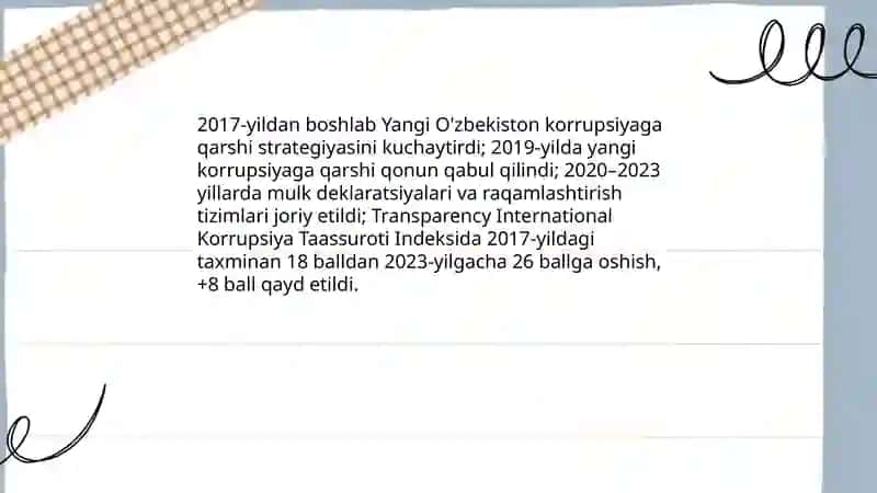 Yangi O'zbekiston ijtimoiy-siyosiy, iqtisodiy va madaniy hayotida ro'y berayotgan o'zgarishlarning xalqaro reyting va indekslarda aks etishi 3