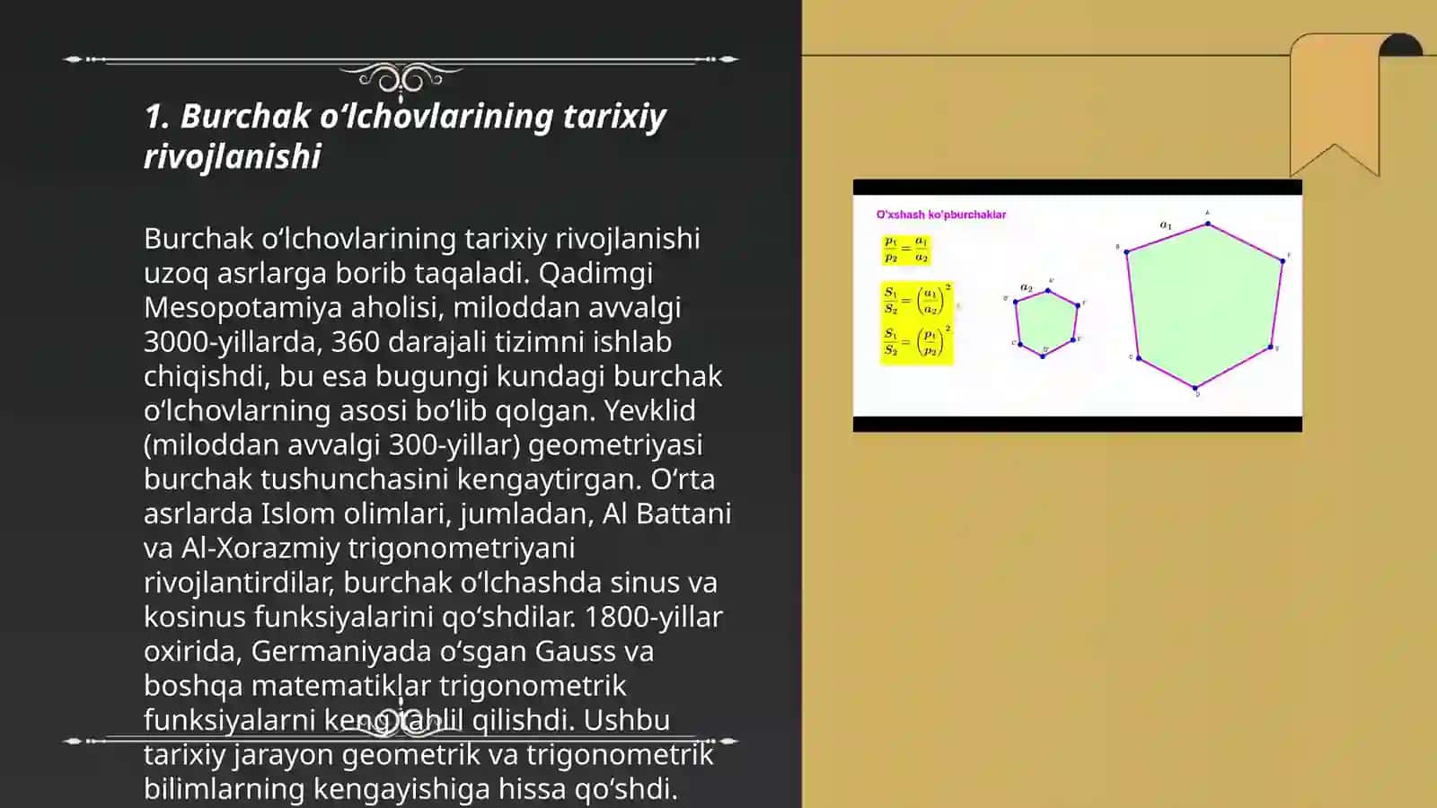 Burchak oʻlchovlarini yasash va oʻrganish 3