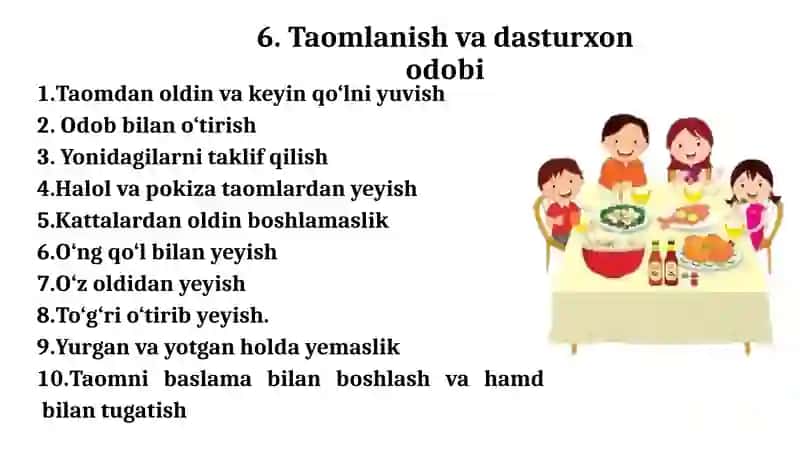 Taomlanish odoblari 3