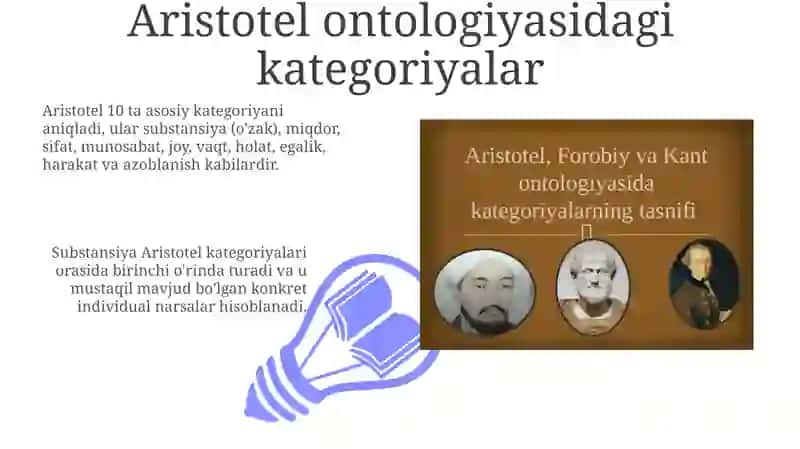 Aristotel, Farobiy va Kant ontologiyasida kategoriyalarning tasnifi 3