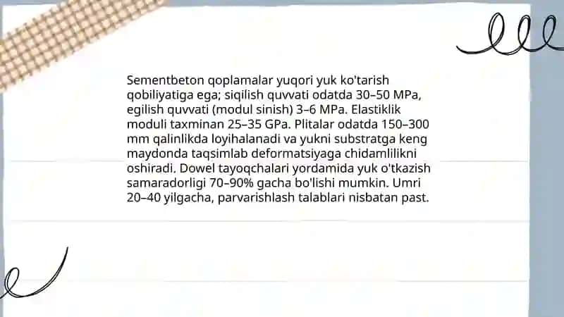 Sementbeton qoplamalarining afzaliklari va kamchiliklar 3