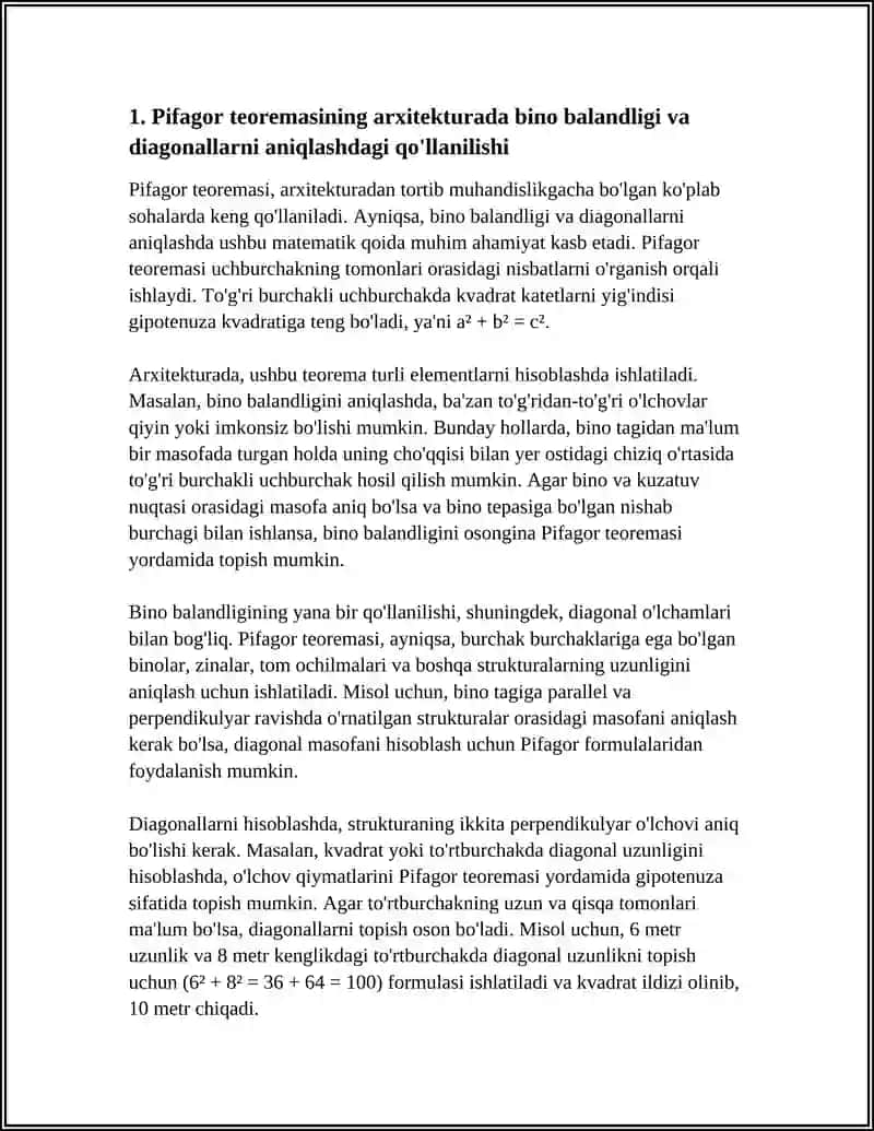 PIFAGOR TEOREMASINING REAL HAYOTDAGI TATBIQLARI 3