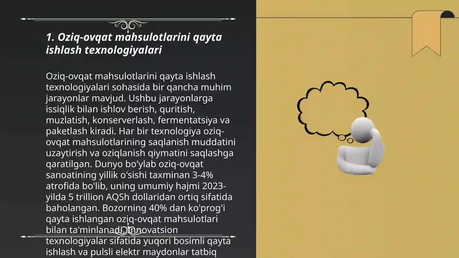 Oziq-ovqat sanoati korxonalari mahsulotlarini qayta ishlash va sotish tizimini tashkil etish va takomillashtirish 3
