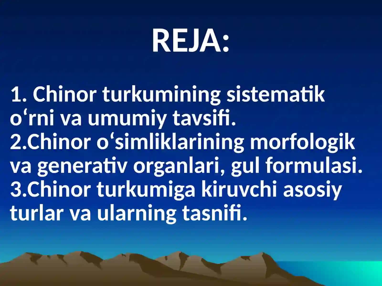 Chinor turkumining umumiy tasnifi 3