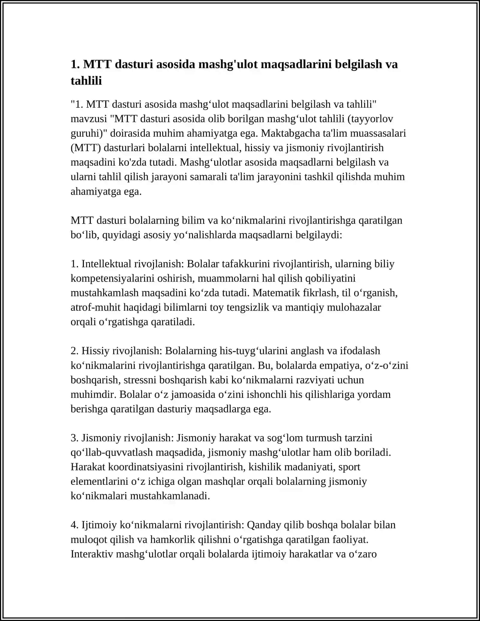 MTT DASTURI ASOSIDA OLIB BORILGAN MASHG'ULOT TAXLILI (TAYORLOV GURUHI) 3