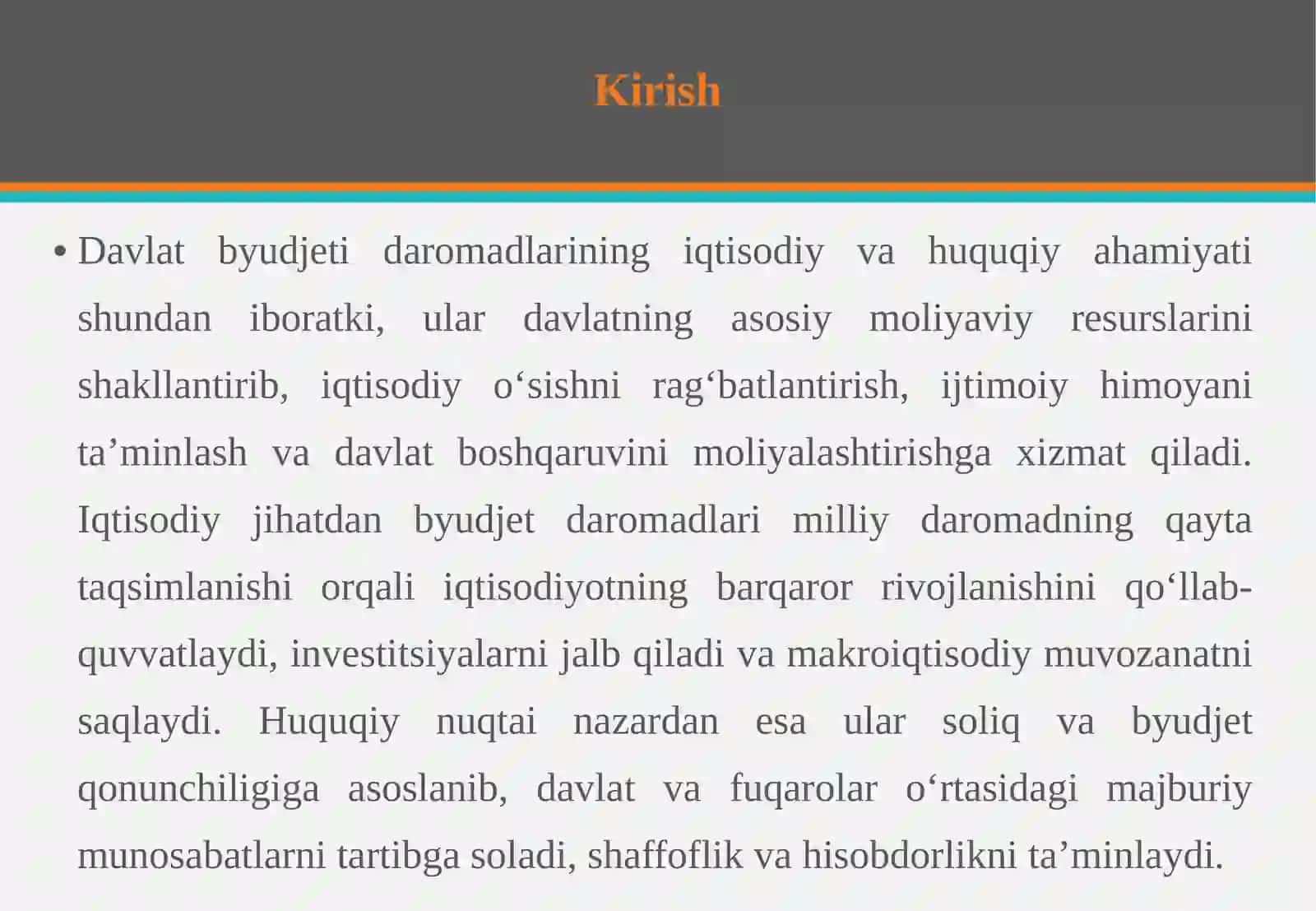 Davlat byudjetida daromadlar tushunchasi va tizimi: markazlashgan va markazlashtirilmagan daromadlar 3