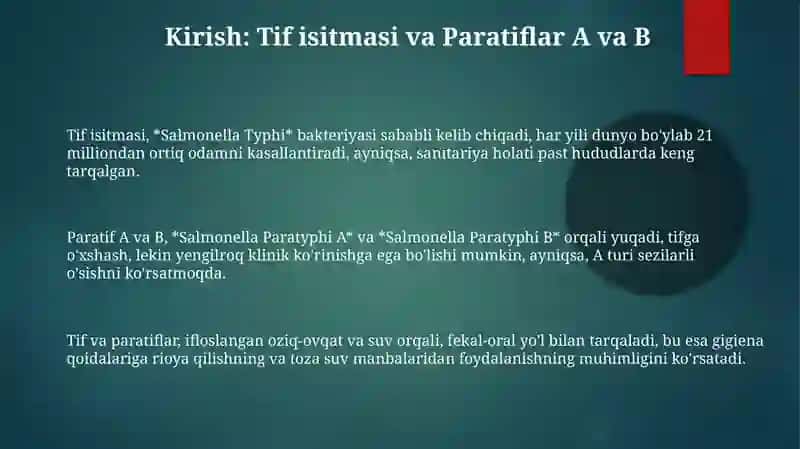 Qorin tifi va Paratif isitmalari: Etiologiya va Epidemiologiya 3