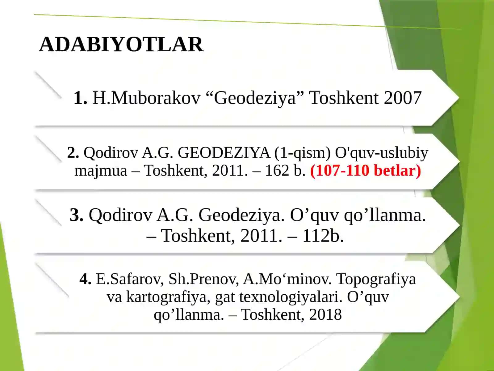 Topografik kartani o'qish va o'rganish 3