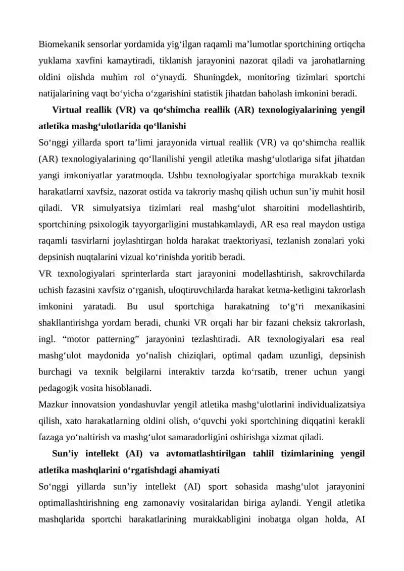 YENGIL ATLETIKA MASHQLARINI OʻRGATISHDA INNOVATSION TEXNOLOGIYALAR 3