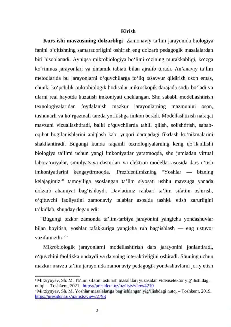 MIKROBIOLOGIK JARAYONLARNI MODELLASHTIRISH ASOSIDA O‘QITISH METODIKASI 3