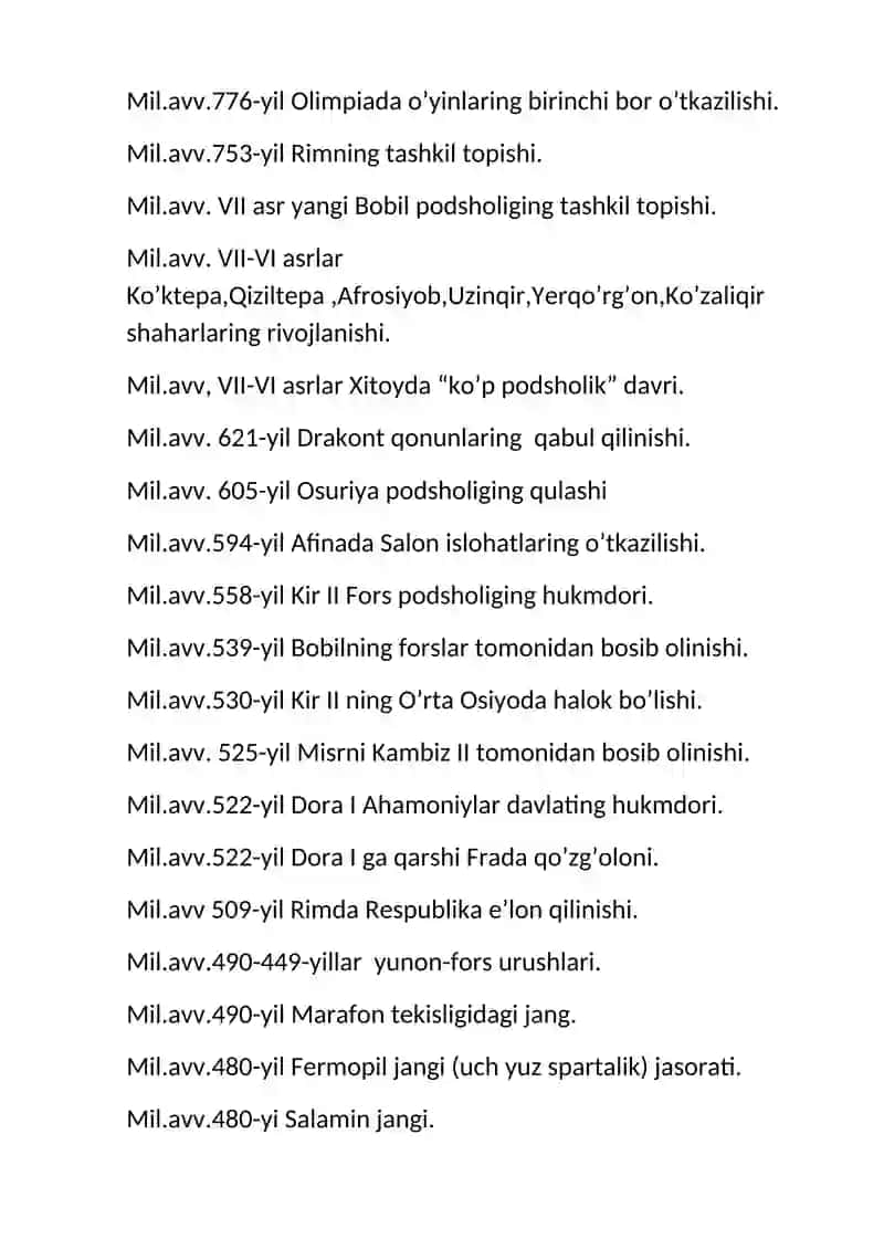 Tarix Qadimgi Dunyo Xronologiya 2022 3