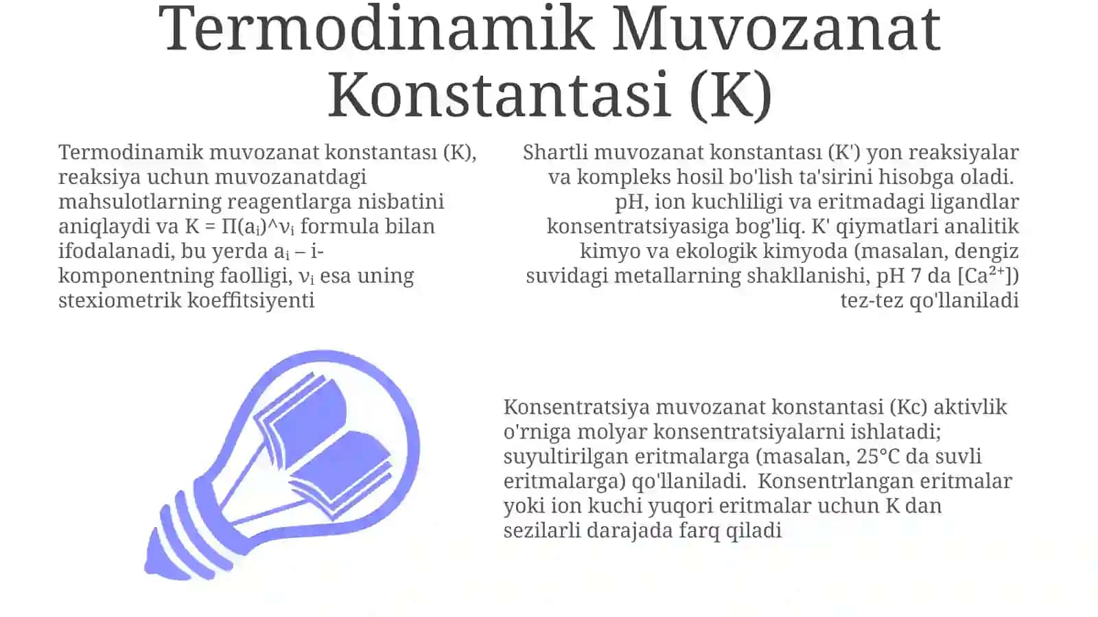Termodinamik Muvozanat Konstantasi (K) 3