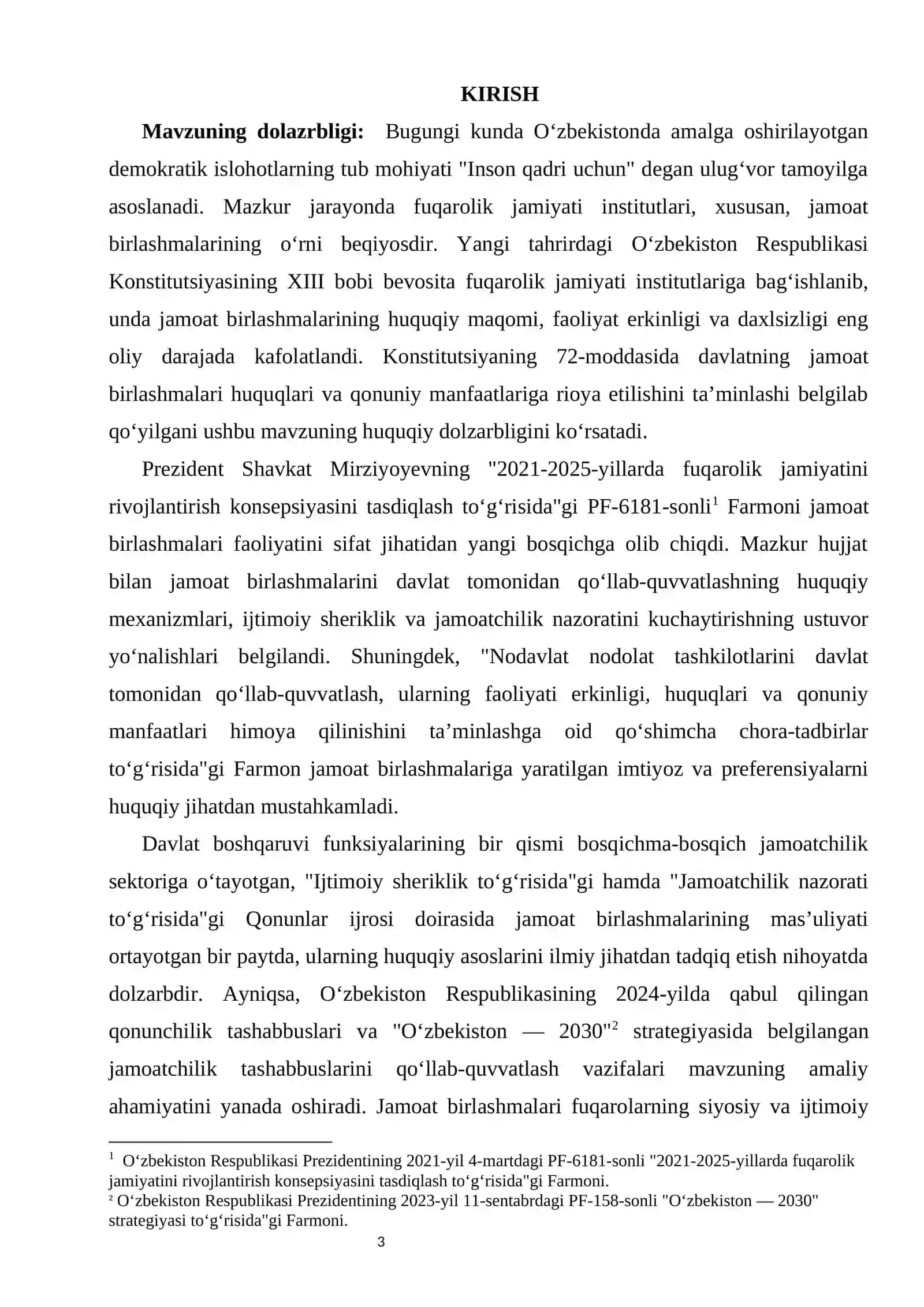 Jamoat birlashmalari va ularning huquqiy asoslari kurs ishi 3