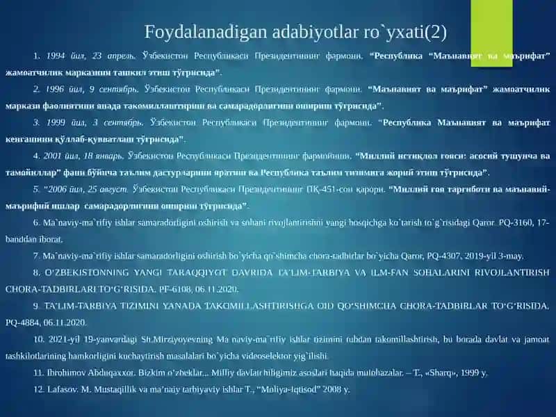 O'ZBEKISTONDA MA'NAVIYATNI MASALALARINING DAVLAT SIYOSATI DARAJASIGA KO'TARILISHI VA BUNING SABABLARI 3