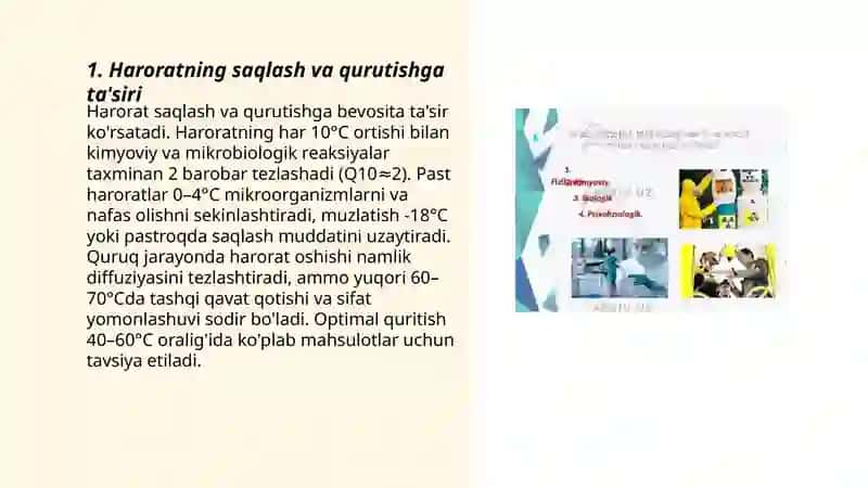 Mahsulotlarni saqlash va qurutishda tasir etuvchi omillar 3