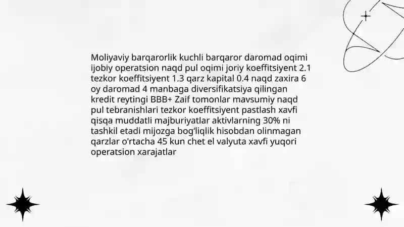 Moliyaviy barqarorlik va likvidlik 3