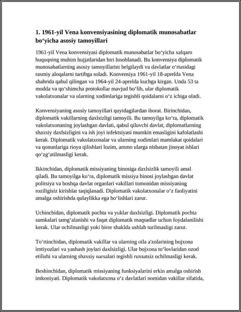 DIPLOMATIK VA KONSULLIK HUQUQINING XALQARO HUQUQDAGI AHAMIYATI: VENA KONVENSIYALARI TAHLILI 3