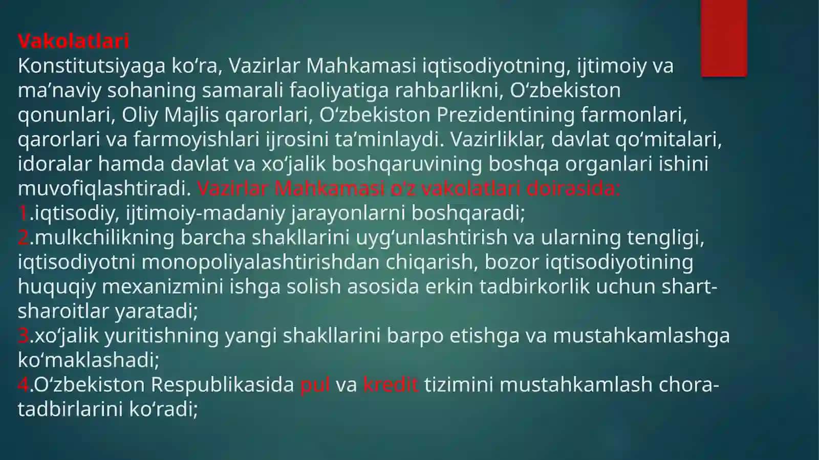 Vazirlar mahkamasi mahalliy hokimiyat organlari,xalq deputatlar kengashi va o`z-o`zini boshqarish organlari 3