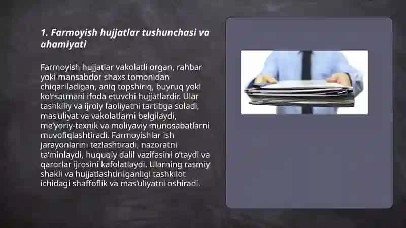 Farmoyish hujjatlar va ularning turlari 3