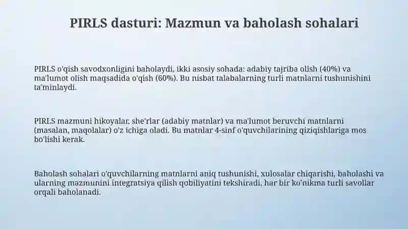 Xalqaro PIRLS dasturiga tayyorlash (4-sinf misolida) 3