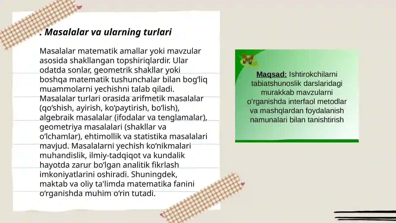 4-sinf matematika fanidan Harakatga doir masalalar mavzusida interfaol metodlar 3