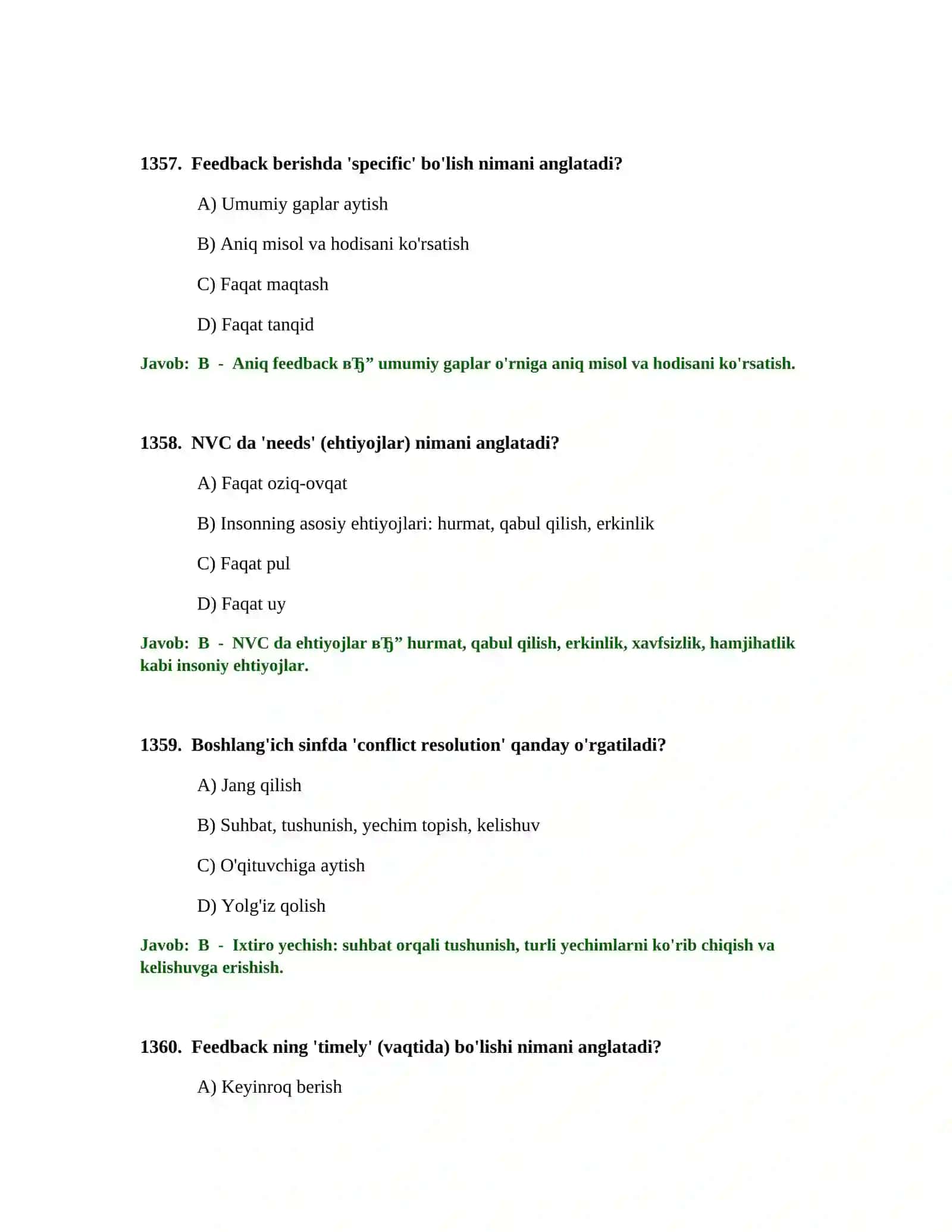 BOSHLANG'ICH TA'LIM O'QITUVCHISI TEST SINOVLARI 3