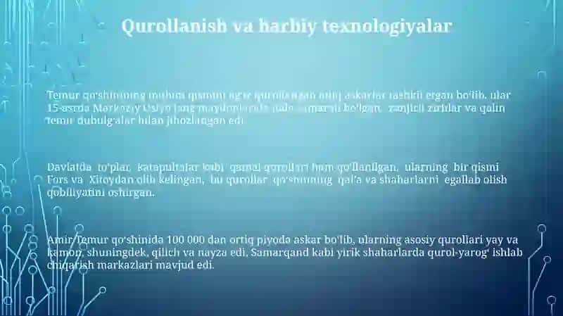 Amir Temur davlatida qoʻshin tuzilishi 3