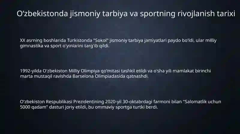 Oʻzbekistonda jismoniy tarbiya va sport rivojlanishi 3