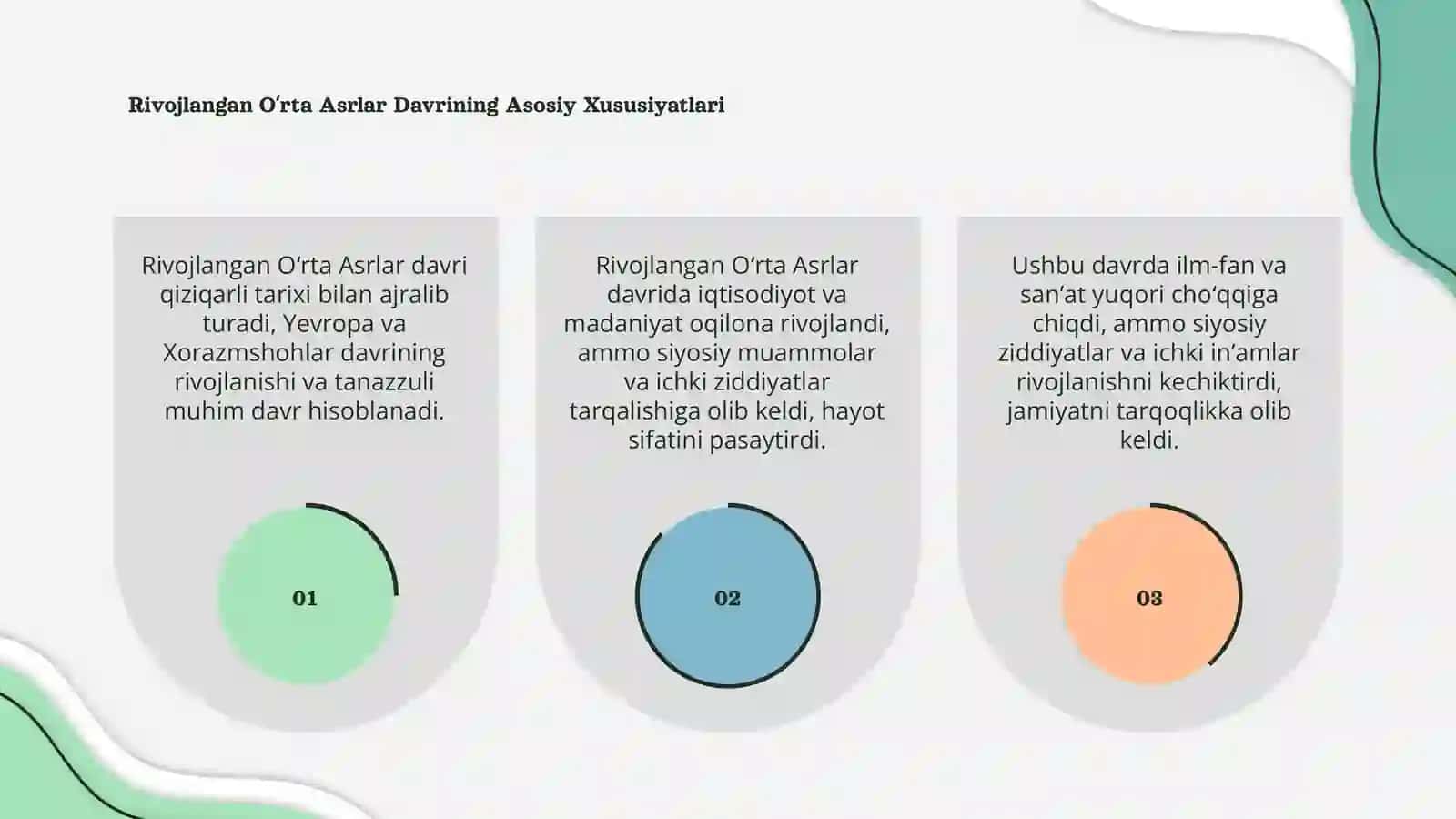 Rivojlangan Õrta asrlar davrlari taraqqiyoti tanazzuli sabablari 3