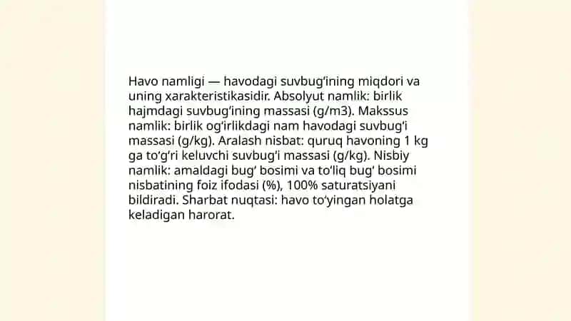 Havo namligi va uni oʻlchash 3