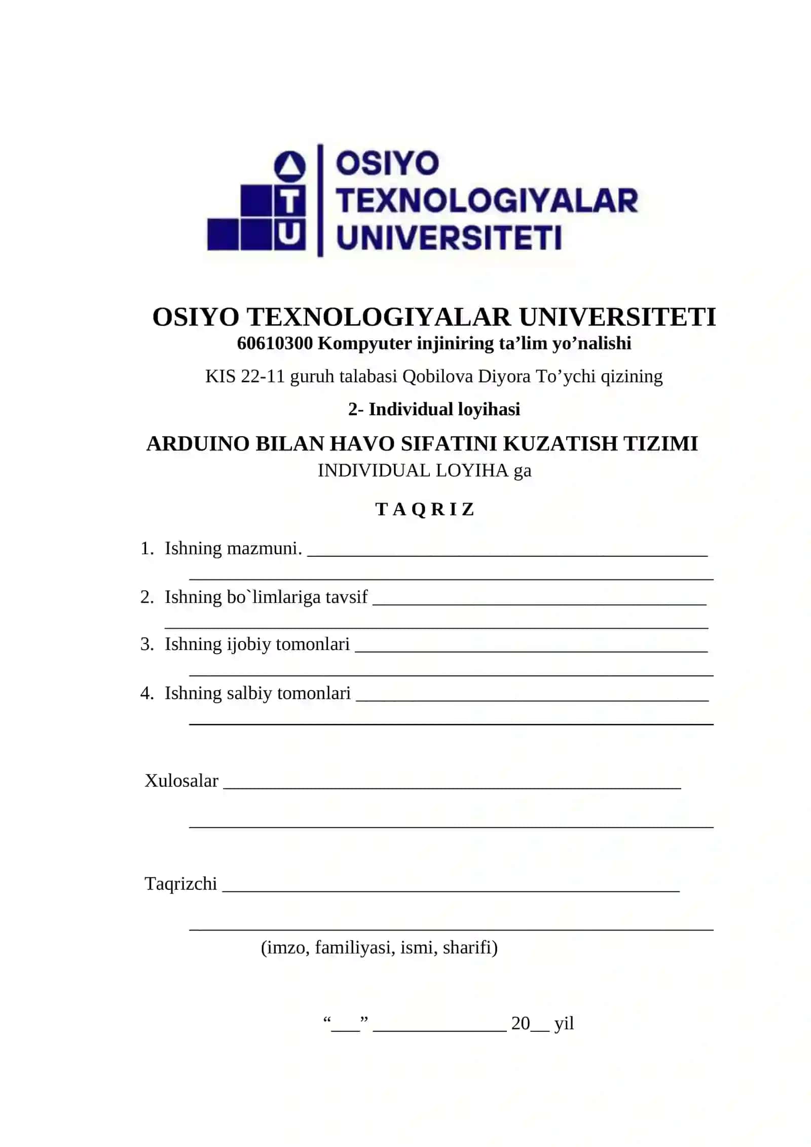 Arduino bilan havo sifatini kuzatish tizimi 3