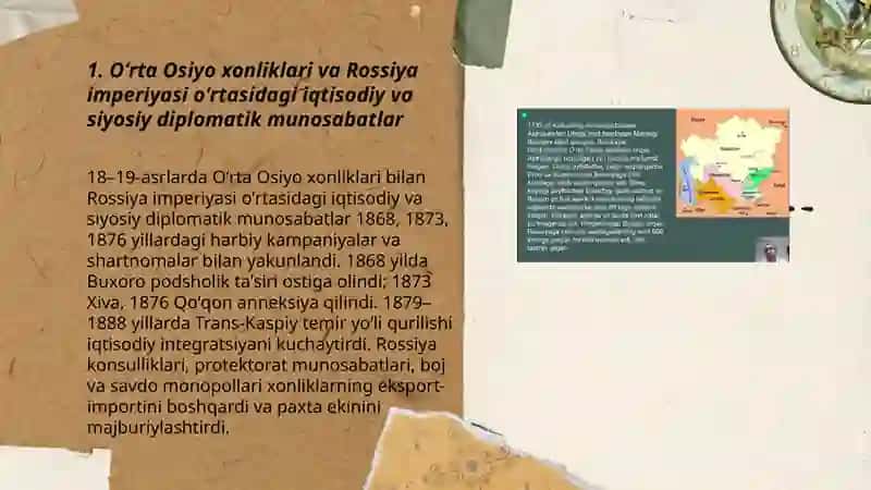 Oʻrta Osiyo xonliklarining iqtisodiy va siyosiy diplomatik aloqalari 3