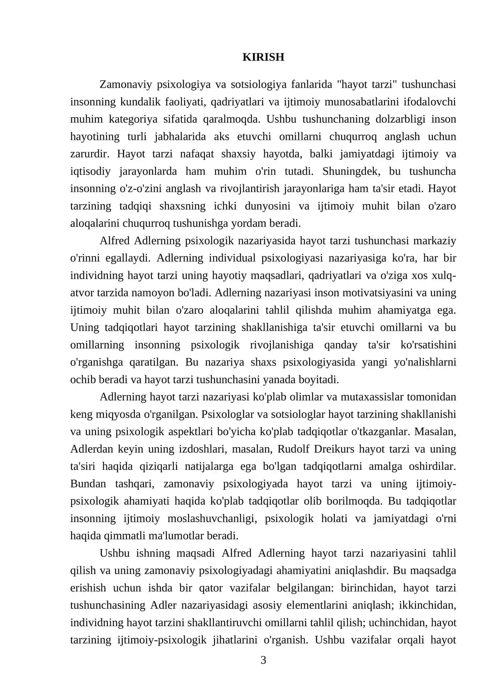 "Hayot tarzi" va uning A.Adler nazariyasida rivojlanishining qisqacha sharhi 3