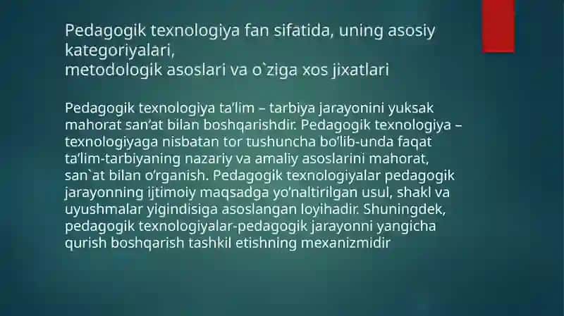 Metodika Fanlarni O’qish Texnologiyasi 3