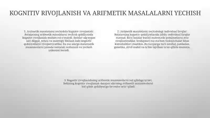 Bolalarning Arifmetik Masalalarni Tushunishining OʻZiga Xos Xususiyatlari 3