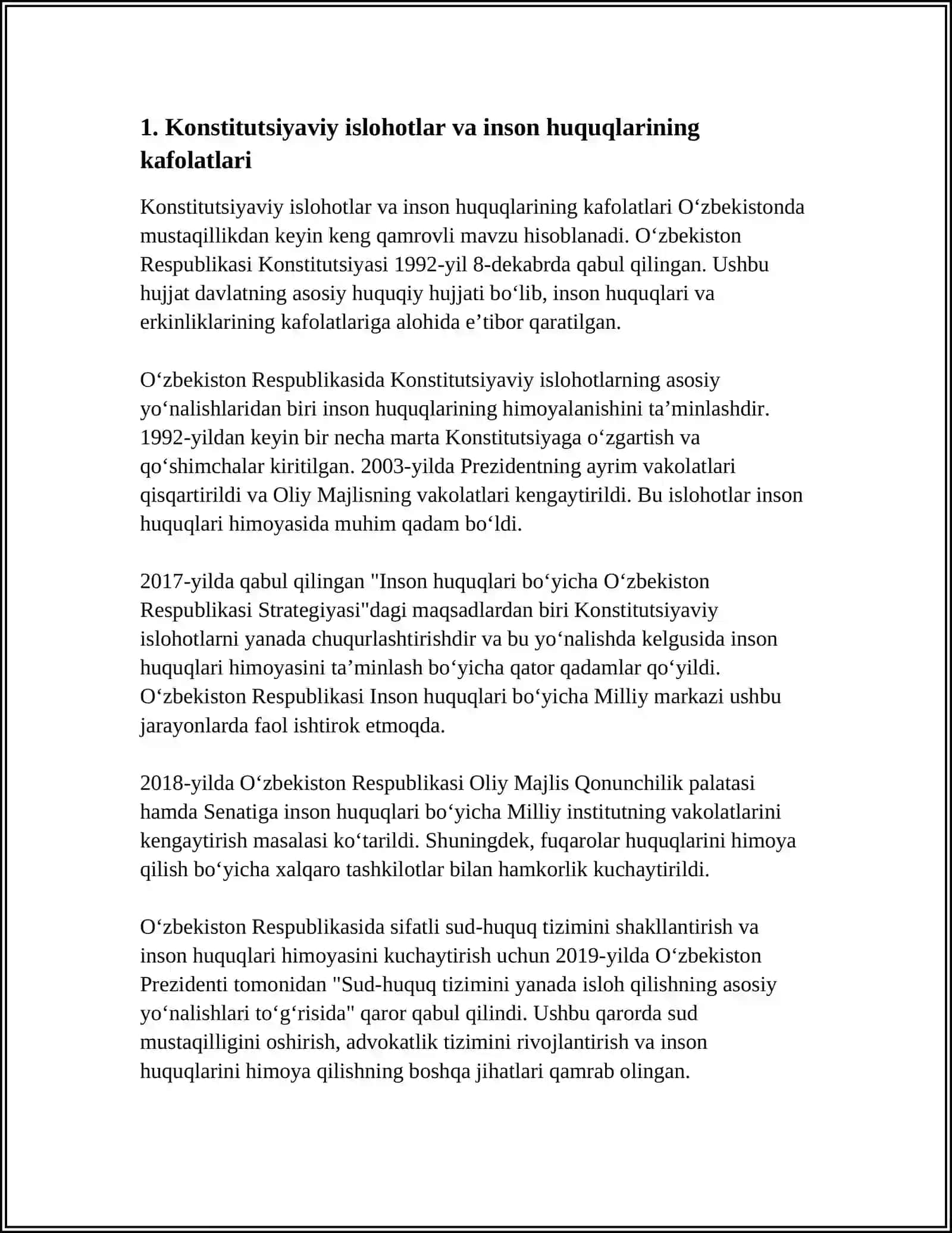 YANGI O‘ZBEKISTONDA INSON HAQ-HUQUQLARI VA ERKINLIKLARI KAFOLATINING YARATILISHI 3