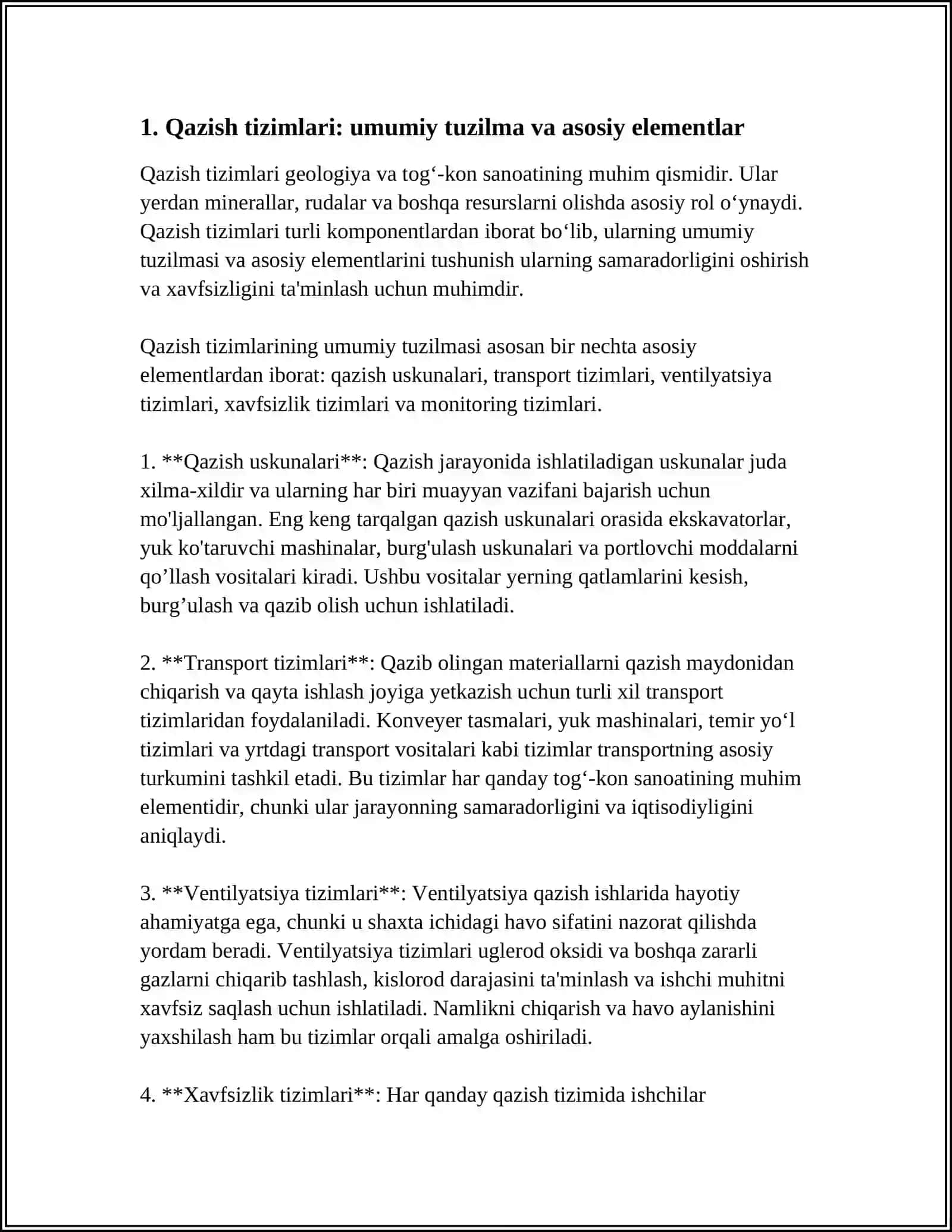 Qazish Tizimlari Elementlari va Ularning Parametrlari 3