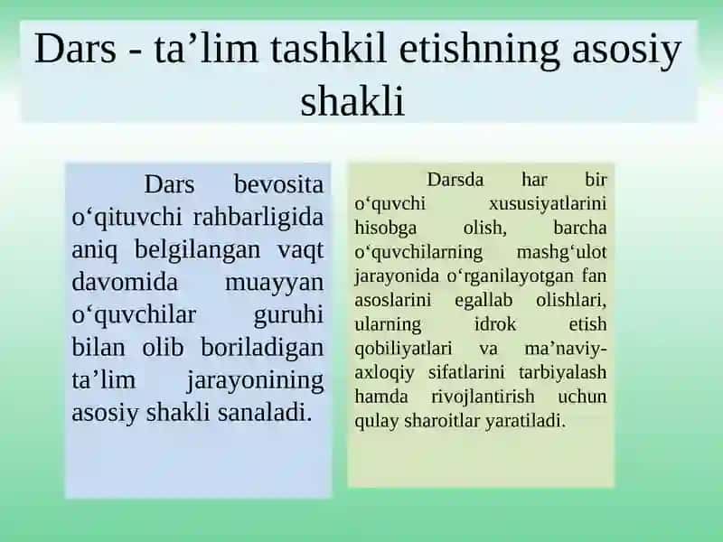 Dars-ta'lim tashkilotishning asosiy shakli 3