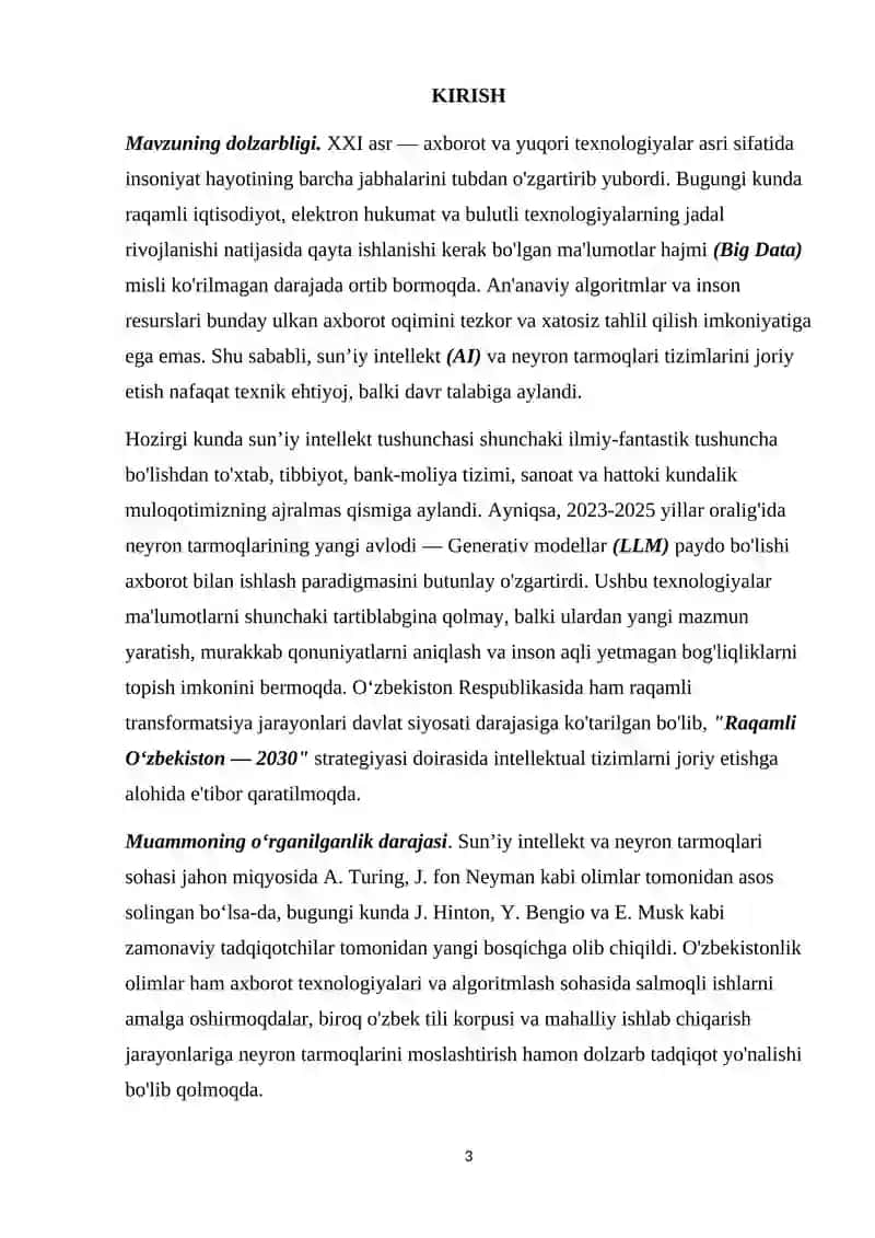 SUN’IY INTELLEKT VA NEYRON TARMOQLARINING MA’LUMOTLARINI QAYTA ISHLASHDAGI O’RNI 3