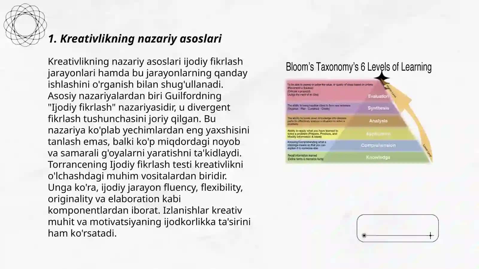 Pedagoglarning kreativlik imkoniyatini aniglovchi mezonlar va ularning darajalari 3