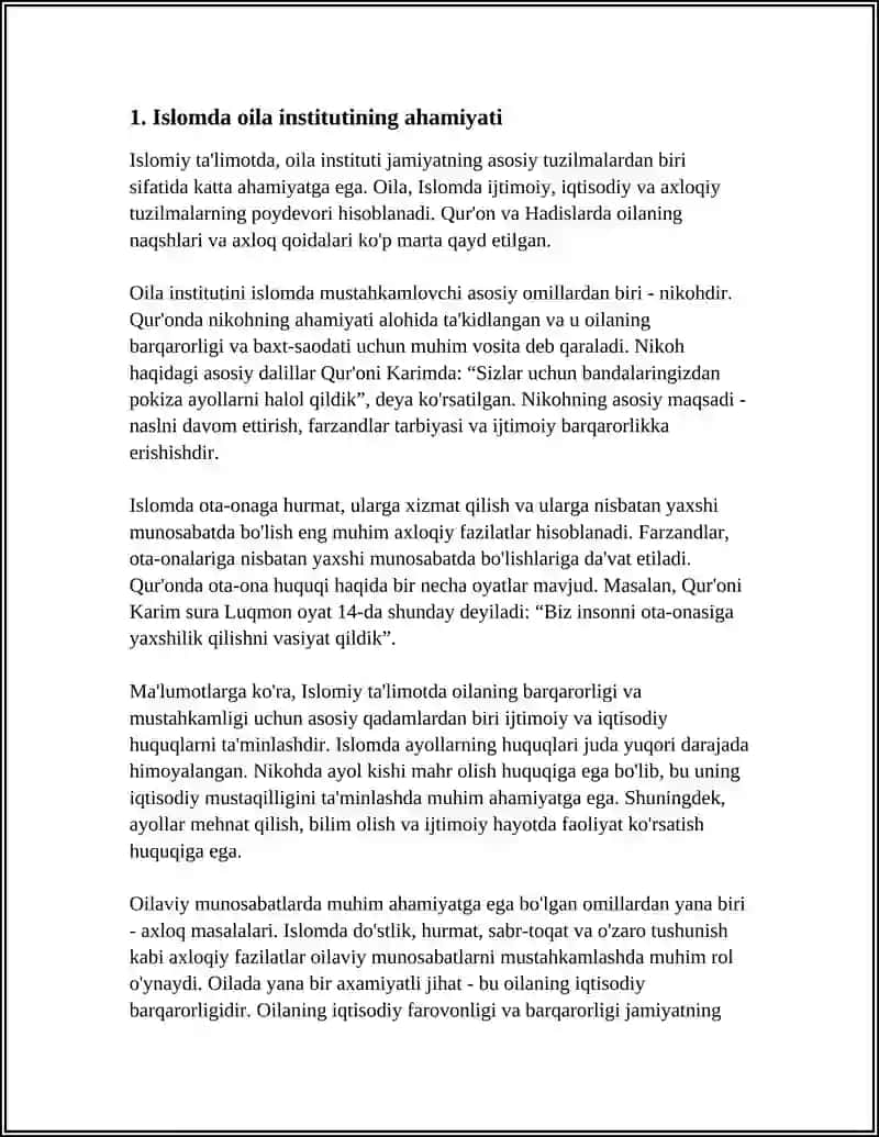Islom Huquqshunosligida Oila, Nikoh, Taloq, Idda, Zihor Tushunchalari 3