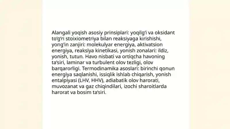 Alangali yoqish, gaz va mazutlarni yoqish 3