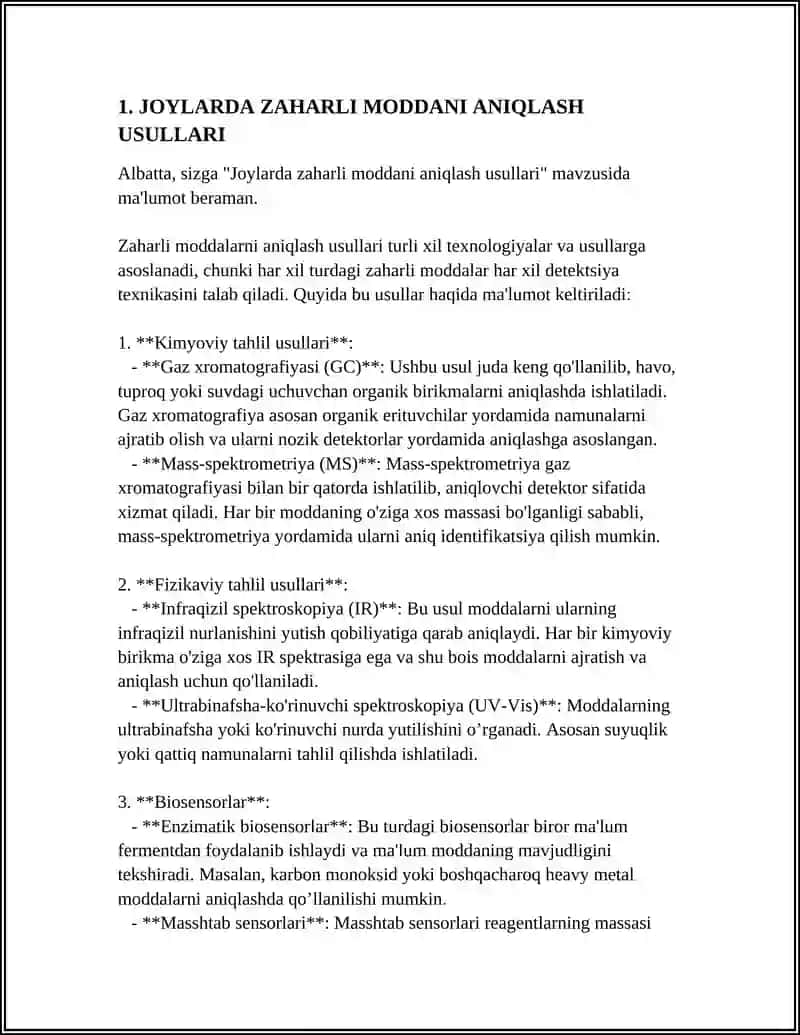 JOYLARDA, KIYIMLARDA VA HAR XIL JISMLARDA ZAHARLI MODDALARNI ANIQLASH 3