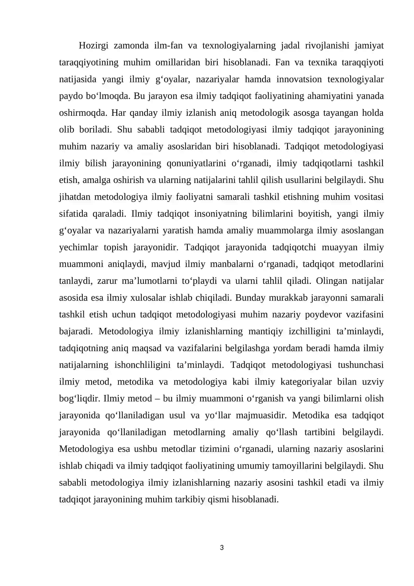 Tadqiqot metodologiyasi: asosiy tushunchalar va ulaming qo 'llanilishi. 3