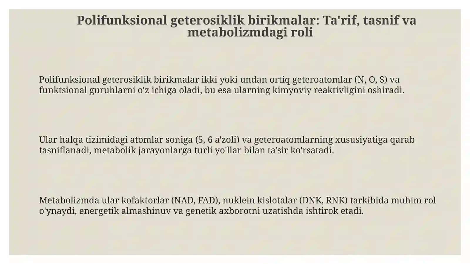 Polifunksional geterosiklik birikmalar 3
