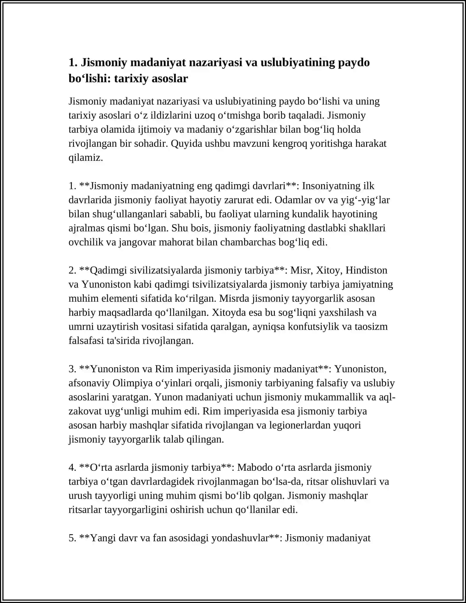 Jismoniy madaniyat nazariyasi va uslubiyatining paydo bo‘lishi: tarixiy asoslar 3